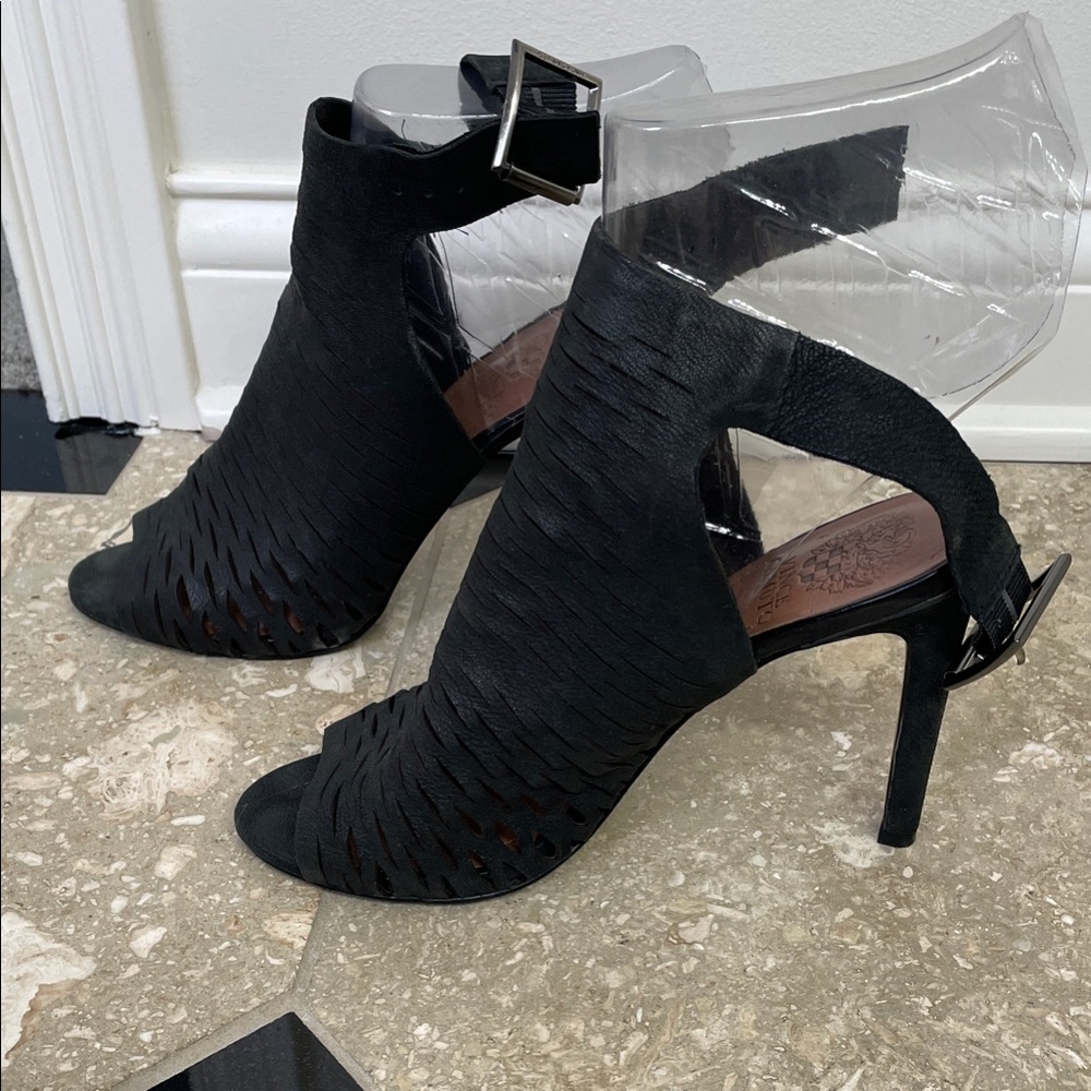 Vince Camuto Black Peep-Toe Heels